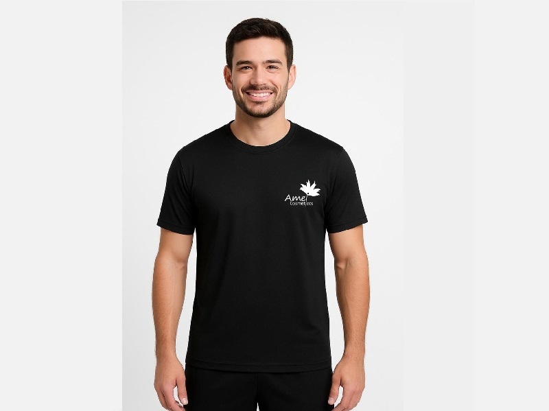 Camiseta Dry Fit Preta tamanho G (53cm de Largura X 67cm de Altura) Unissex