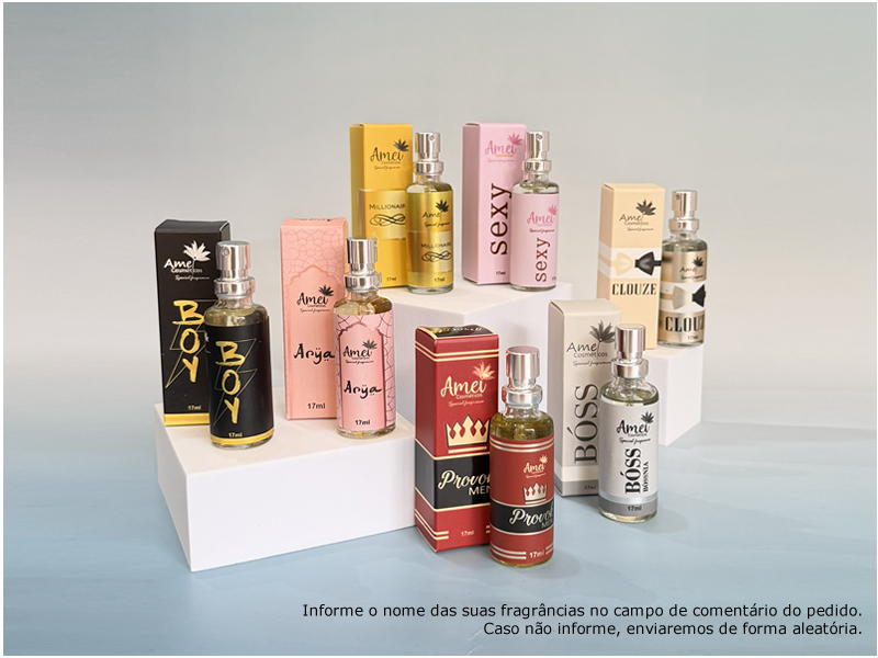 Kit com 7 perfumes de 17ml + site + loja virtual Amei Cosm�ticos