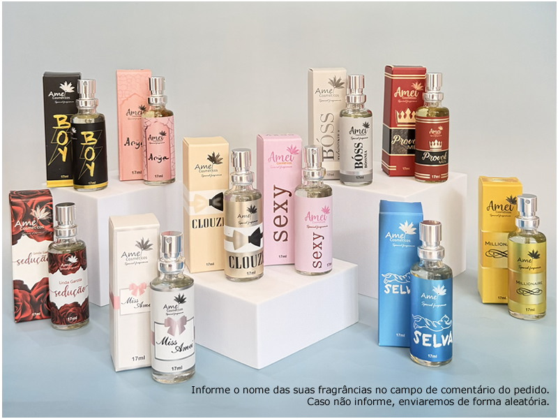 Kit com 10 perfumes de 17ml + Frete Gr�tis + site + loja virtual Amei Cosm�ticos